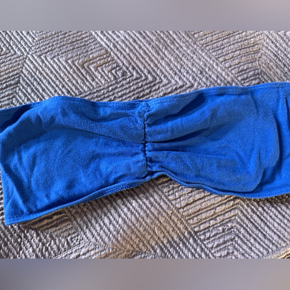 Royal Blue American Apparel Ruched Bandeau Top